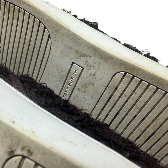 Tory Burch Rosette Fabric Flower Slip On Sneaker Burgundy Red Brown Size US 10 - Picture 13 of 14